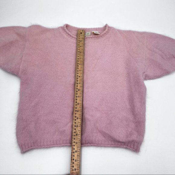 Vintage Pastel Pink Cropped Angora Short Sleeves Sweater - Picture 7 of 10